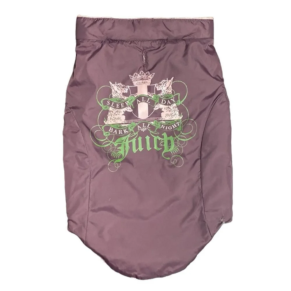 JUICY COUTURE Vintage Down Filled Dog Vest Reversible with Hood
